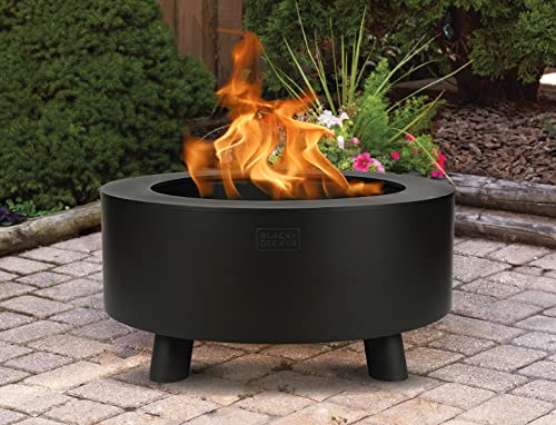 Black + Decker 34" D Smokeless Wood Burning Steel Fire Pit Black Powder Coated Steel Fire Bowl Includes Poker #TOP1