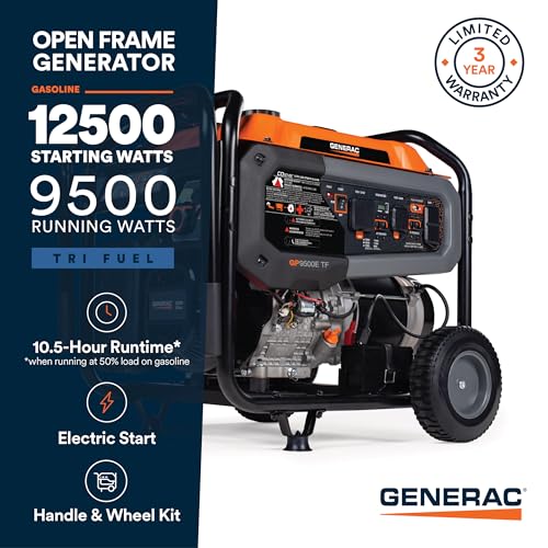Generac 12,500 Watt Tri Fuel Generator with EFI and Electric Start
