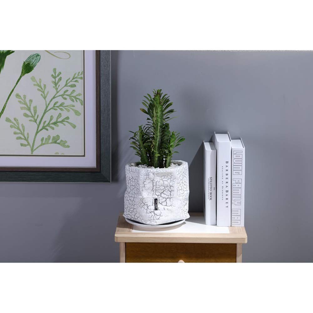 Styl prosta duża ceramiczna doniczka do sadzenia wewnątrz kaktus doniczka srebrna pęknięcie ziarna sukulent doniczka na zewnątrz kwiat ogród ceramika doniczki - 19 * 15,5 cm