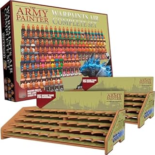 The Army Painter, Warpaints Air Complete Set Combo, 126 x 18ml Pre-Thinned Acrylic Airbrush Paints, Incl. 18 Metallics, 6 Fluo & 2 Paint Stations - Air Brush Miniature Paint for DND & Warhammer