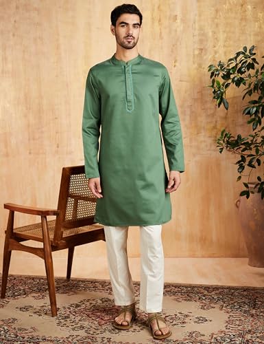Image of Amazon Brand - Symbol Men Festive Embellished Long Kurta (Regular Fit)