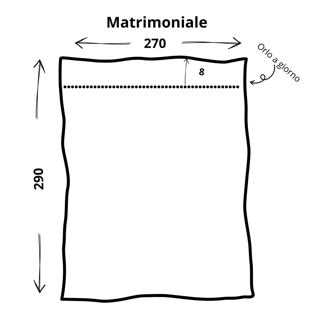 Cuore di lino - Lenzuolo sopra in puro lino 100% Made in Italy Ajour bianco ottico matrimoniale (270x290cm)