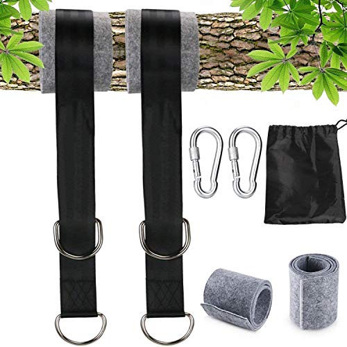 HHOOMY Schaukel Befestigung, 500kg Kapazität Swing und Hängematte Hanging Gurt Kit, 2 Baumschutz Polster und 2 Premium Karabinern, Zwei 1.6m Länge Straps Cover