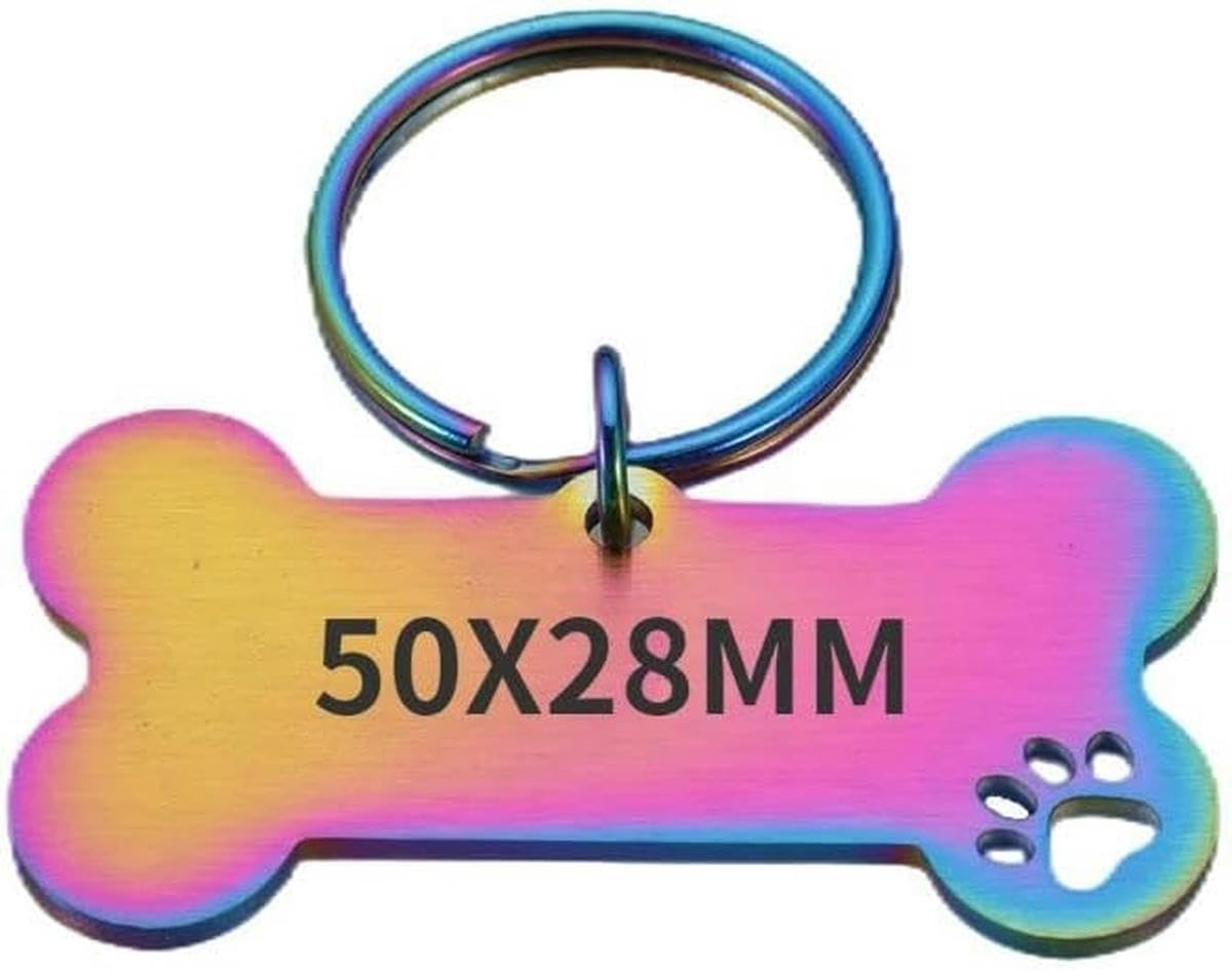 20 Stück Blanko-Haustier-ID-Tag aus Edelstahl, personalisierter Knochen, Hunde-/Katzen-ID-Tag, Namensschilder, individuell gravierte Haustier-Tag-Anhänger, Haustier-Halsbänder, Halskettenzubehör, AM