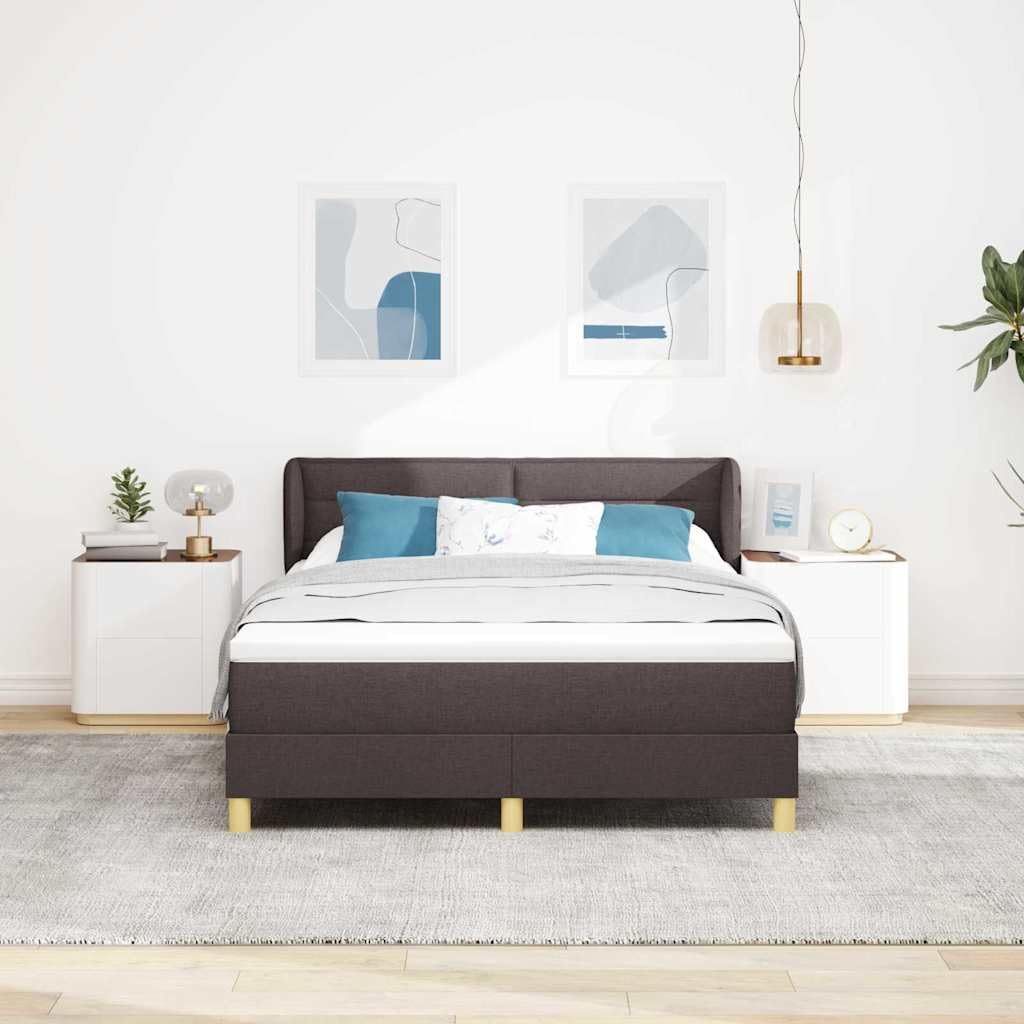 Lit à Ressorts avec Matelas Marron foncé 140 x 190 cm Tissu,Lits & Cadres de lit,60.18kg-3340146