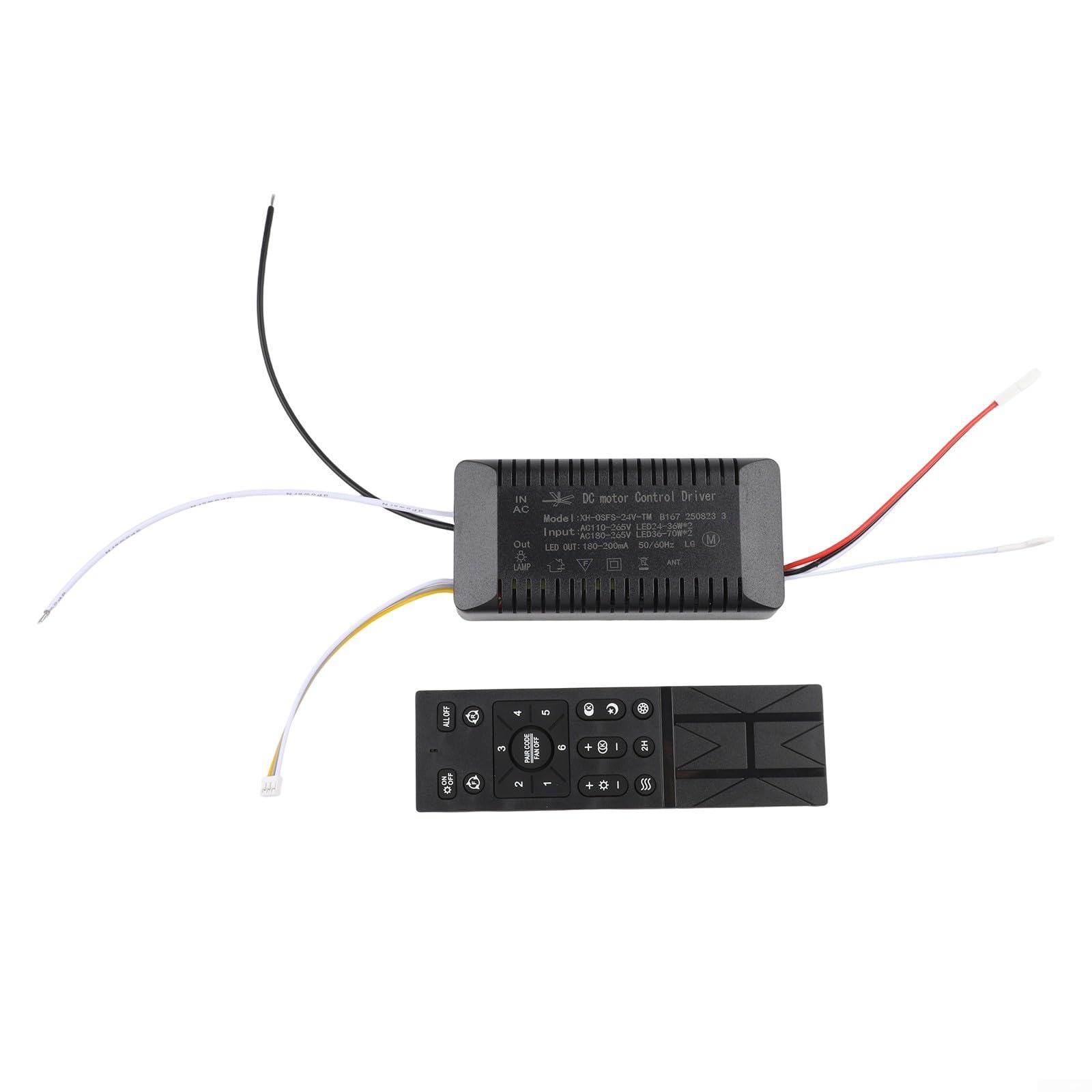 Ceiling Fan Light Remote Control for Hongyun Fan, Wireless Dimmable Driver Controller, 6 Settings, for battery Monitoring, AC 110V-265V
