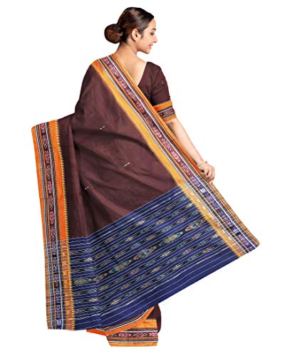 Image of Odisha Sambalpuri Handloom Ikat Women's Cotton Saree, Odisha Handloom Handmade Pure Cotton Khandua Saree, Ikkat Orissa Traditional Handloom Saree Without Blouse