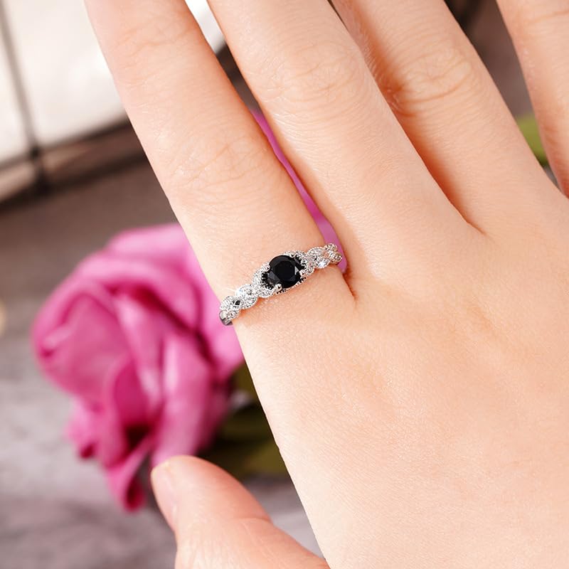 Silver Plated Round Created White Topaz Cubic Zirconia Filled Engagement Wedding Proposal Stackable Ring Band for Women Ladies Lover Size 5-122