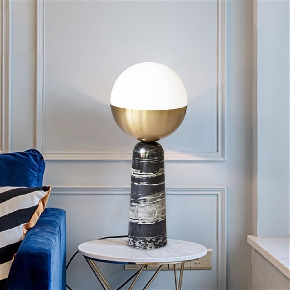 Lampada da comodino in vetro, lampade da tavolo con base in marmo, comodino studio stand luce industriale retrò arredamento comò