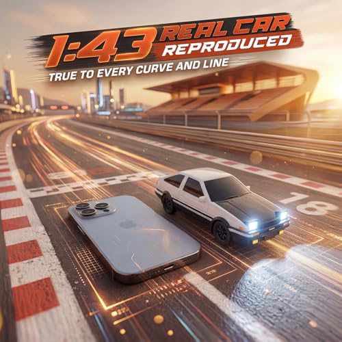 Image of [2026 New Upgrade 1 /43 Scale Mini RC Drift Car with Gyroscope, Toys for Age 8-14 Old Birthday Gifts, Micro Small with Full Proportional RTR 2.4GHz Remote 2 Tire Sets 8 Cones - White