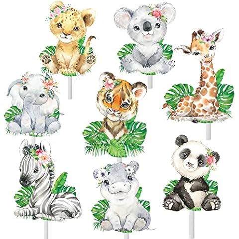 CANDY CHEF 24pcs Jungle Safari Animal Cupcake Toppers Cover