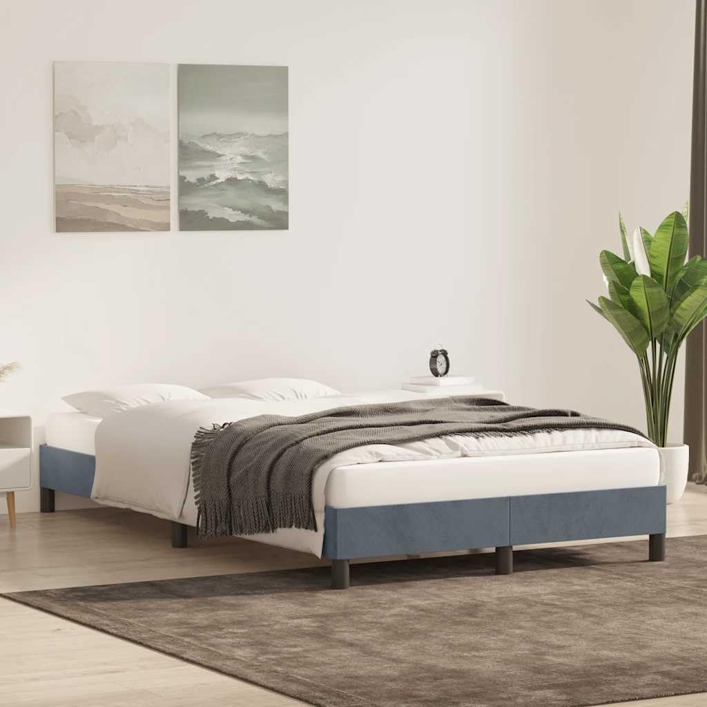 Dunkelgraues Bettgestell 120x220 cm, Samt-Polsterung, Robustes Lattenrost, modernes Design, stabil für Schlafzimmer, ohne Matratze, bequemes Platform Bed