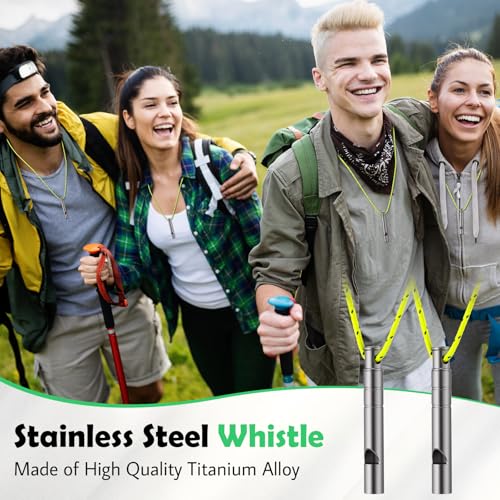 Seenelling 8 Pcs Titanium Emergency Whistle with Lanyard Outdoor Survival Safety Whistle Loud up to 120db for Hiking Life Saving Dog Pets Training Coach Sports Camping Hunting(Silver) - Thumbnail 7