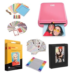 KODAK Step Sofortbilddrucker mit Bluetooth/NFC, Zink-Technologie App für iOS und Android (Rosa) Geschenkpaket
