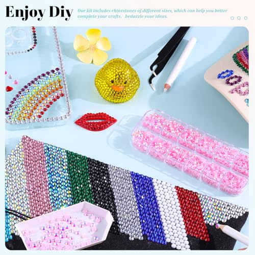 Image of 6100Pcs Jelly Resin Rhinestones for Crafting with 2Pcs 10ml B7000 Jewelry Glue, 1 Box Flatback Crystals Diamond (Light Pink AB) for Bedazzling Crafts DIY Nail Art Non Hotfix Gems for Clothing Shoes