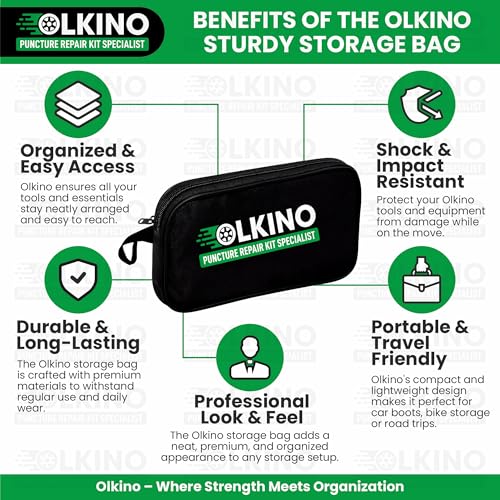 Image of 12-in-1 Tubeless Tyre Puncture Repair Kit for Cars & Bikes | Heavy-Duty T-Handle Tools & 10 High-Grip Repair Strips | with Plier, Solution, Cutter, Gloves (with Storage Bag)