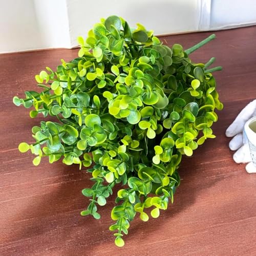Image of TIED RIBBONS Set of 4 Artificial Eucalyptus Bunch (Green, 12.5 Inch x 9.43 Inch) - for Vase Pot Home Decor Realistic Greenery Stems, Living Room, Office, Wedding & Party Gift Item (Vase not Included)