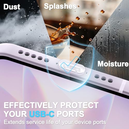 Image of Tobfit USB-C Dust Plug - 20-Pack Silicone Port Cover for iPhone 17 /16 /15 Series, Samsung Galaxy S26-S20 & All USB-C Devices (10 Clear + 10 Black)
