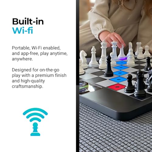 ChessUp 2 - Electronic Chess Board by Bryght Labs - Built-in WiFi, Chess Engine - Includes Chess Set TouchSense Pieces - Light Up Smart Chess Board - with AI, Lessons, Wireless Play & Companion App