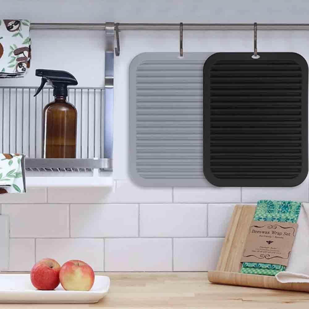 Tapis Isolation Chaleur Lot De 2 Tapis Égouttoir Silicone 30x23 Cm | Résistant Chaleur 230°C | Anti-dérapant | Pour Vaisselle Et Verrerie Tapis égouttoir Vaisselle