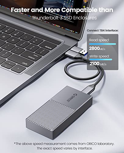 Image of ORICO M.2 NVME SSD Enclosure 40Gbps PCIe3.0x4 USB Type-C Aluminum Adapter, NVME 2280 M-Key(B+M Key) External Solid State Drive Case,Compatible with Thunderbolt 3 /4 USB3.2 /3.1 /3.0 /Type C-M208-Gray