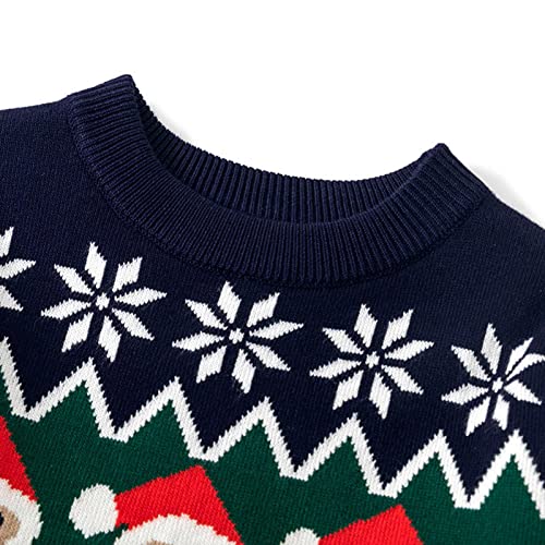 EnJoCho Toddler Boys Girls Christmas Santa Prints Sweater Long Sleeve Warm Knitted (Navy, 4-5 Years)3