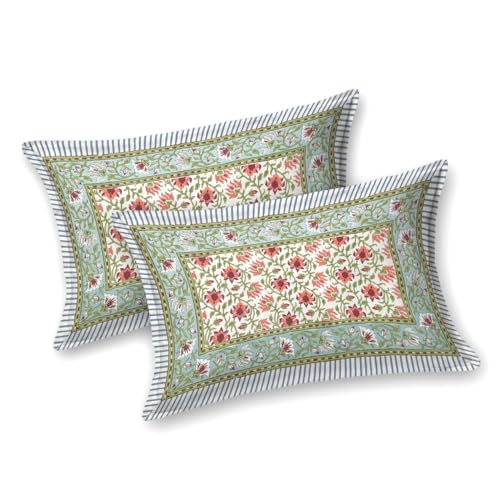 Image of elanorhomes 100% Cotton King Size Bedsheet, 240 TC Soft Breathable Bed Sheet with 2 Pillow Covers, Floral Printed Cotton Bedsheet for Double Bed, Machine Washable, 90x108 inch (Blush Fern)