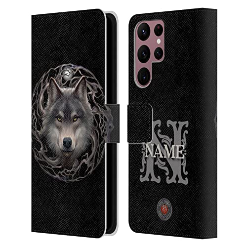 Coque en cuir portefeuille pour Samsung Galaxy S22 Ultra 5G Anne Stokes illustration forêt
