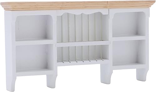 Miniatura 6 de 1/12 Miniatura Gabinete de almacenamiento montado en la pared Pintado a mano casa de muñecas Armario hecho a mano Mini estante (blanco)