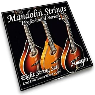 Adagio Pro Mandolin String Set - Phosphor Bronze Wound (Standard Light.010 - .034 With Easy Fit Loop End Set) - 29.5" Long Length Strings