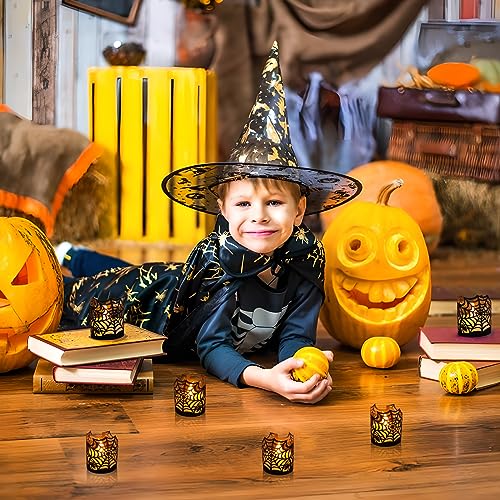 Nicwhite Candle Wraps 50Pcs Tea Light Votive Wraps Paper Halloween Tealight Candle Holder Spiderweb Laser Cut For Halloween Party Favors Supplies Haunted House Decorations thumb #2