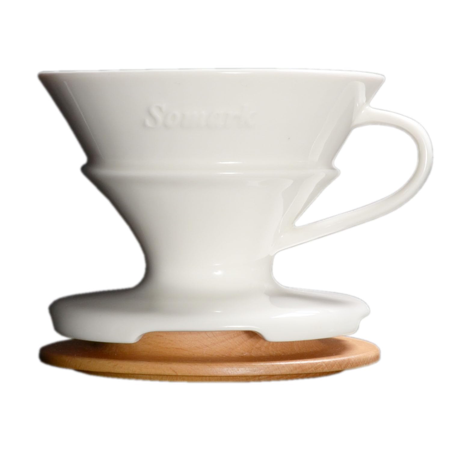 Fine Ceramic Pour Over Coffee Maker (Dripper) V60#2 Cone Filter 1-4 Cups Coffee with a Water Dripping Tray