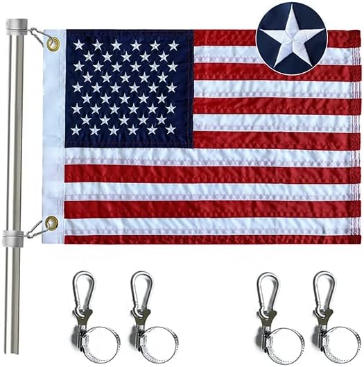 Mosprovie US Boat Flag 12x18 with 4 Boat Flag Clips