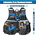 Tool Vest, Electrician Tool Vest with Drill Holster, 17 Compartments, Reflective Workwear with Tool Pockets, Adjustable Waist & Upgraded Comfortable Neck Opening (Blue)