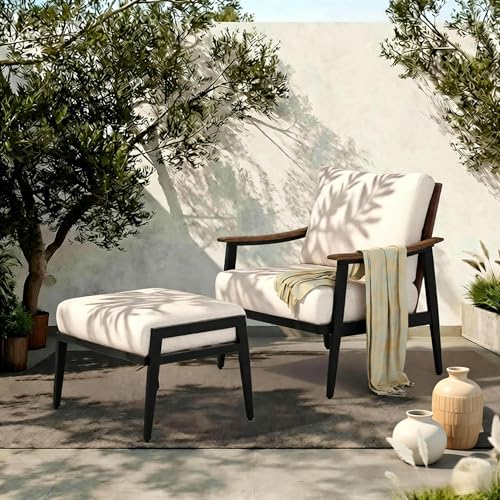 NATURAL EXPRESSIONS Patio Sofa Outdoor Furniture Metal Chair with Wicker