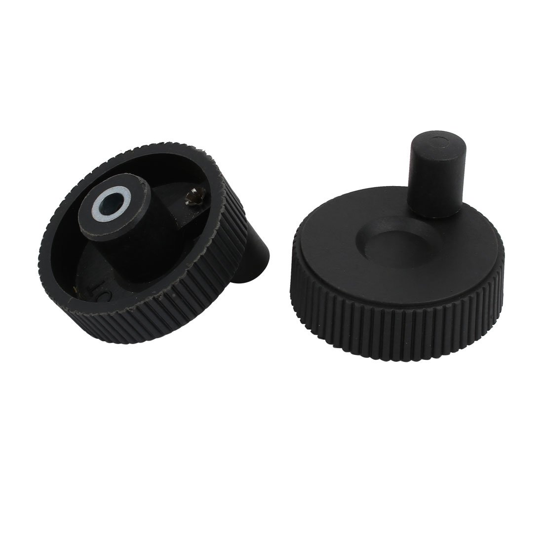 Aexit 10mm Hole Other Mechanical Hardware Accessories Dia Straight Round Knurled Grip Clamping Knob Black 2PCS Model:52as537qo410