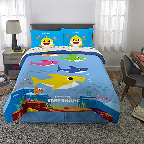 Franco Kids Bedding Super Soft Comforter And Sheet Set, 5 Piece Full Size, Baby Shark #TOP4