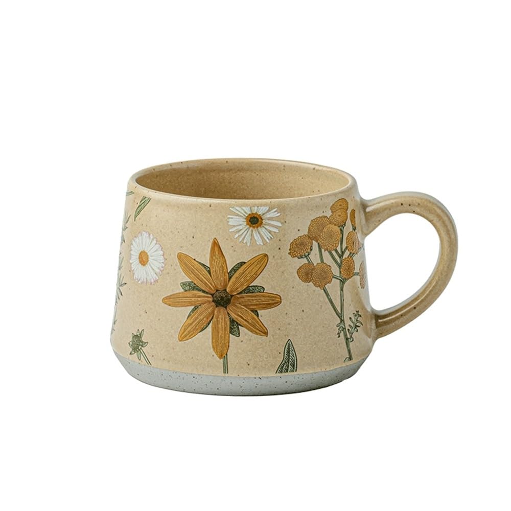 Taza de café de cerámica floral con capacidad de 355 ml para el día a día