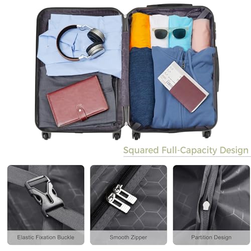 Image of Merax 3 PieceABS Hardshell Luggage Sets Spinner Wheels Suitcase TSA Lock Suit Case, Creamy Green, 20 /24 /28 Inch