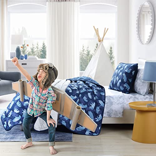 Image of Eddie Bauer - Full Size Quilt Set, Reversible Kids Bedding with Matching Shams, Ideal for Toddler Bedding Set (Camp Camo Navy, Full)