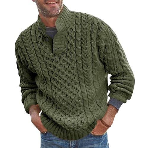 Pull d'hiver à col montant DGKaxiyaHM en tricot torsadé à rayures pour homme