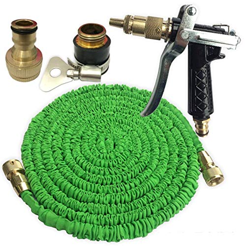 Preisvergleich Produktbild HOMEWO Gartenschlauch, 25FT / 50FT / 75FT / 100FT / 125FT / 150FT Neueste erweiterbare stärkste magische Schlauchleitung mit Sprühdüse aus massivem Messing,Green,50FT