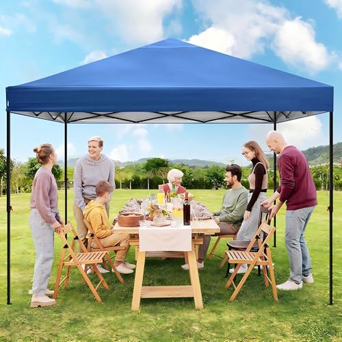Image of COBIZI Waterproof Stable Winterproof Pavilion with Bag with Wheels,Pop Up Folding Pavilion Party Tent,1 Person Install Sun Protection Garden Pavilion for Beach Wedding Camping