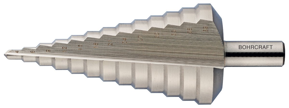 Bohrcraft Jg. brocas escalonadas HSS, caja metálica // # 1-2A - 3A / 3-uds.