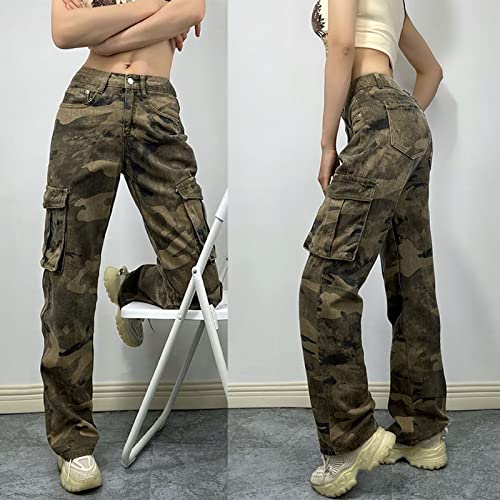Women's Straight Wide Leg Cargo Jeans High Waisted Flap Pocket Relaxed Fit Baggy Jeans for Women Teen Girls4