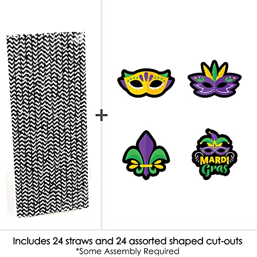 Decoración de Pitillos con Máscaras Mardi Gras - Set 24 miniatura 3
