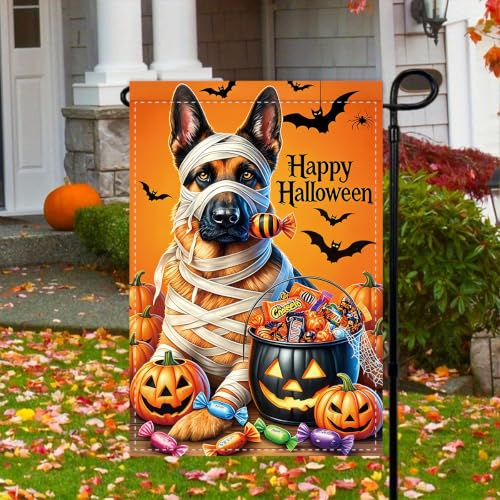 NHBTC Happy Halloween German Shepherd Dog Garden Flag 12x18 Lawn Yard Decor - image 3