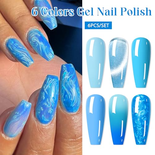 Set esmalte de uñas en gel 6 pcs colores glitter miniatura 4
