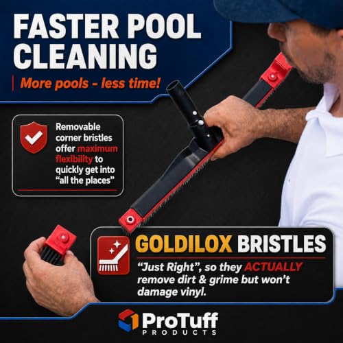 ProTuff Products Cepillo para Limpieza de Piscinas - S - La Escoba para Piscinas Friega Más Rápido Y Limpia Mejor Que Otros Accesorios de Mantenimiento para Fregar Paredes Y Azulejos de Piscina