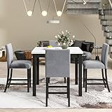 Modern Counter Height Dining Table Set for 4 for Dining Room Living Room Kitchen, Grey